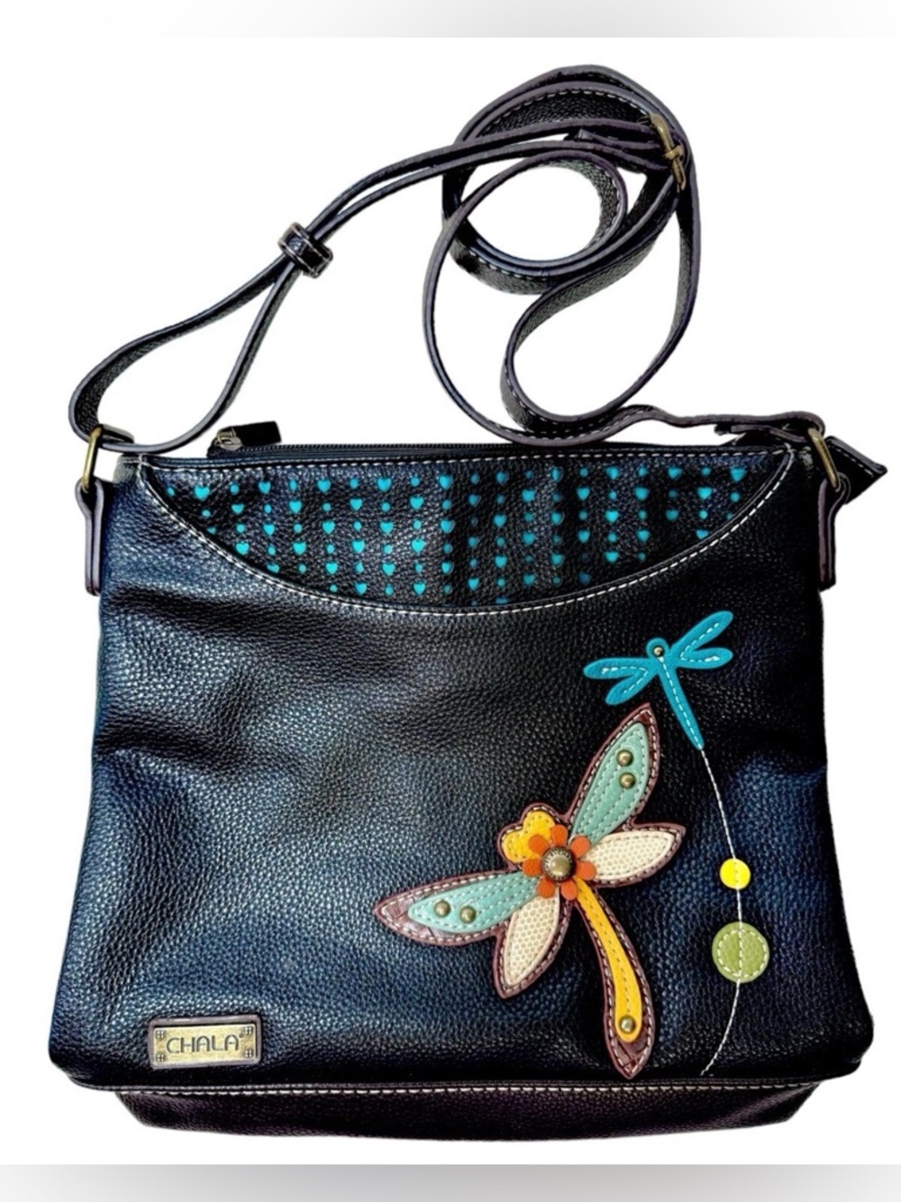 Chala Handbags Black & Brown Dragonfly Sweet Messenger Roomy Crossbody Handbag